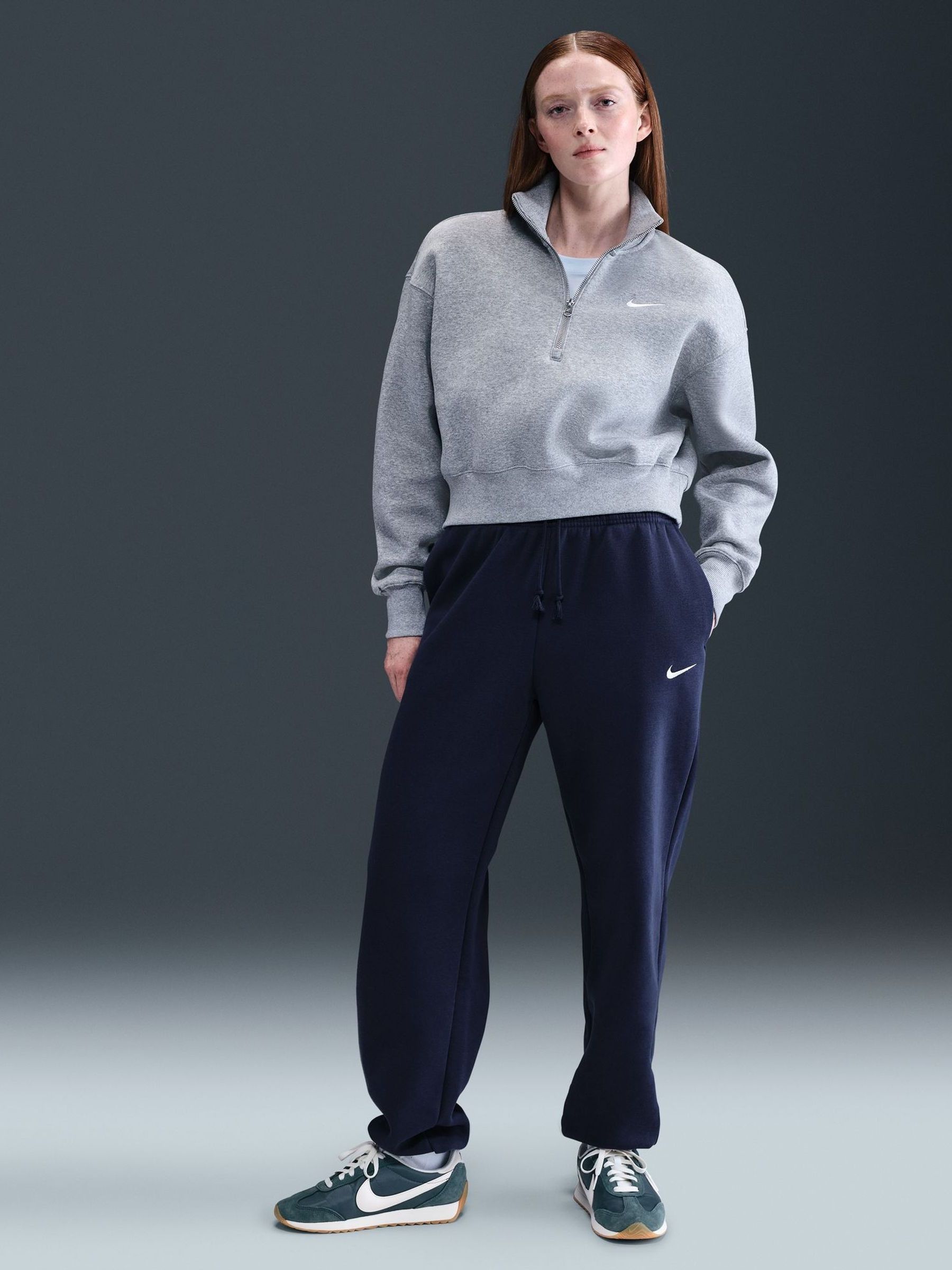 Buy Nike Midnight Navy Sportswear Phoenix Fleece High Waisted