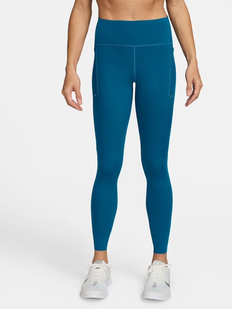 Nike Abyss Blue Swift High Waisted 7/8 Runnings Leggings With Pockets - Image 1 of 6