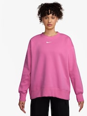 Nike Playful Pink Oversized Phoenix Fleece Crew Neck Sweatshirt - Image 1 of 3