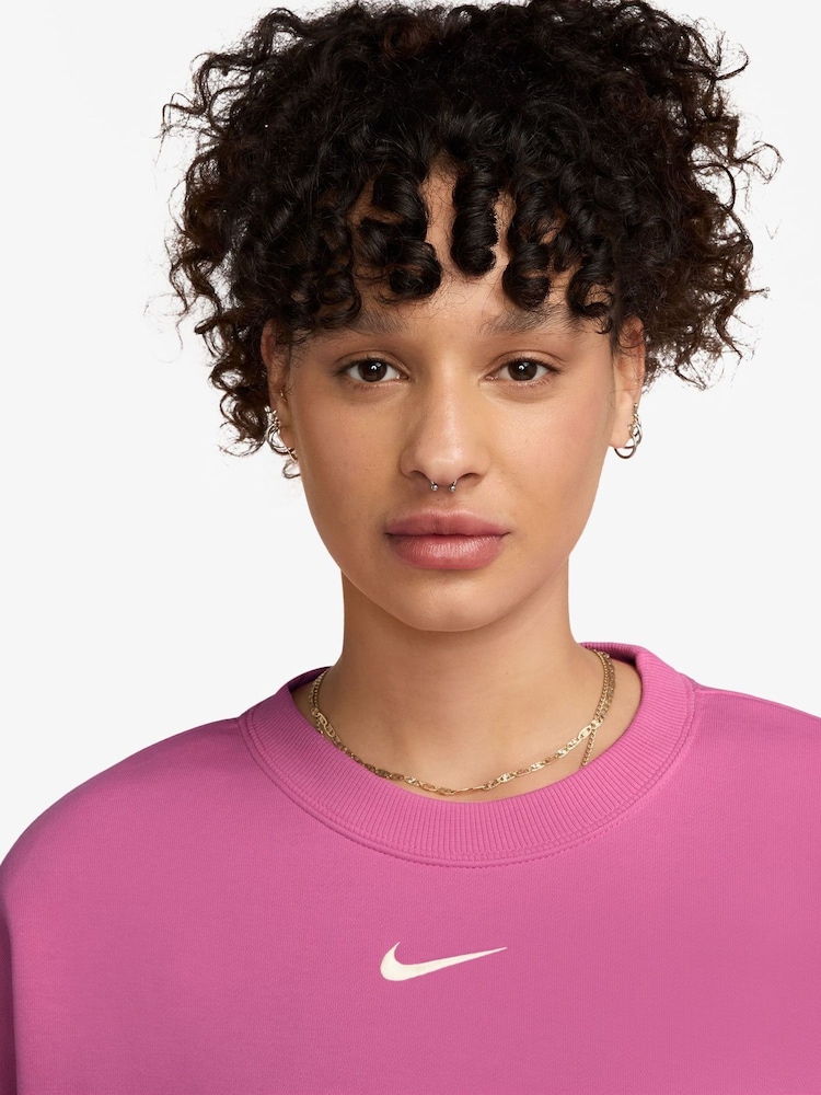 Nike Playful Pink Oversized Phoenix Fleece Crew Neck Sweatshirt - Image 3 of 3