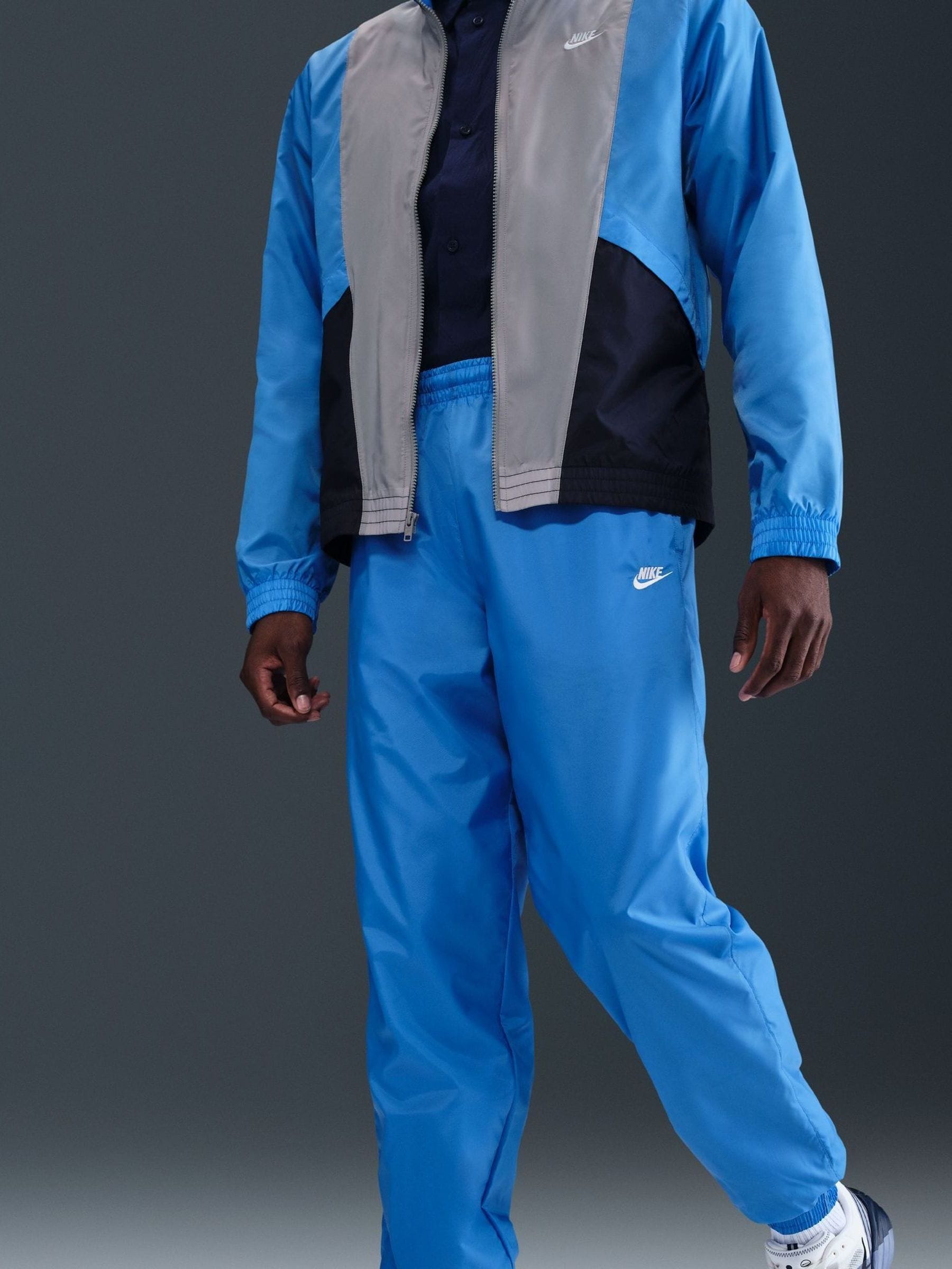 nike colour block joggers in blue and green neutrals