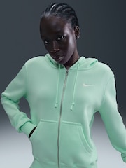 Nike Green Sportswear Phoenix Fleece Full Zip Hoodie - Image 4 of 5