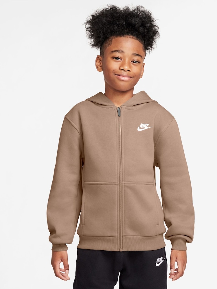 Natur, Hanf - Nike Club Kapuzenjacke aus Fleece - Bild 1 von 3