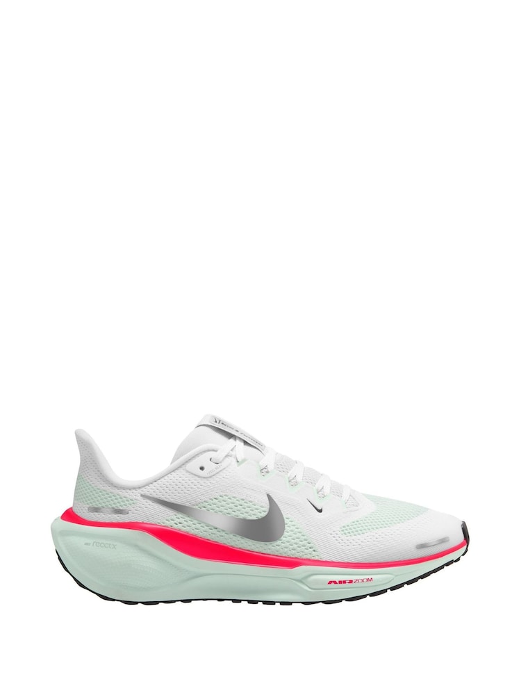 Nike White/Pink and Green Youth Air Zoom Pegasus 41 Running Trainers - Image 1 of 4
