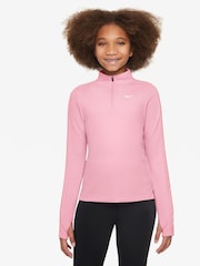 Nike Soft Pink Dri-FIT Long Sleeve Half Zip Top - Image 1 of 3