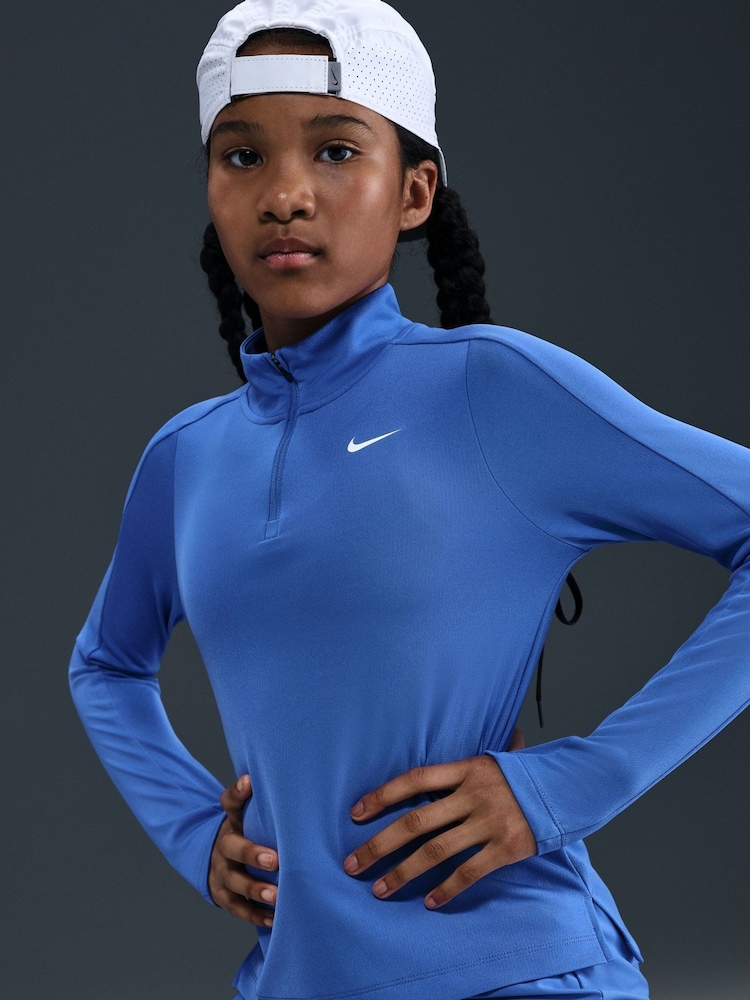 Nike Comet Blue Dri-FIT Long Sleeve Half Zip Top - Image 5 of 5