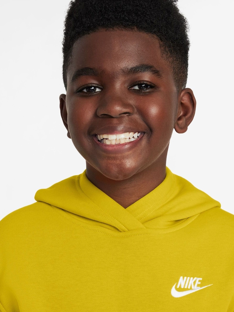 Nike Citron Yellow Club Fleece Pullover Hoodie - Image 3 of 3 Nike Citron Yellow Club Fleece Pullover Hoodie - Image 3 of 3