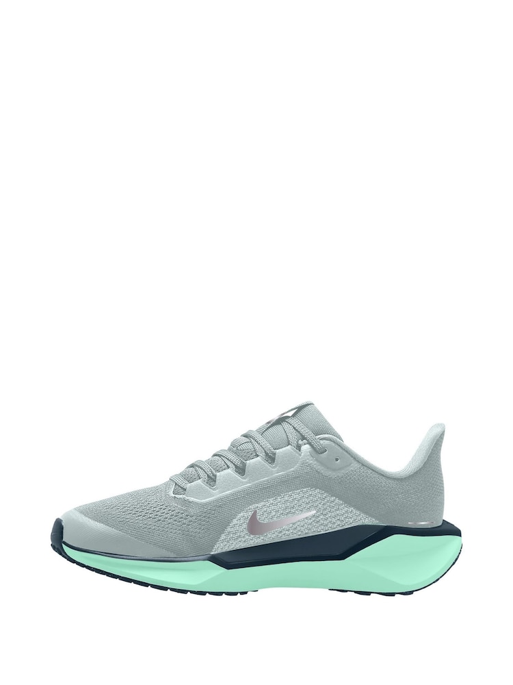 Nike Grey Silver and Green Youth Air Zoom Pegasus 41 Running Trainers - Image 2 of 4