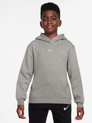 Nike Dark Grey Heather Club+ Poly Taped Overhead Hoodie - Image 1 of 3