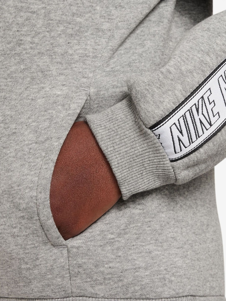 Nike Dark Grey Heather Club+ Poly Taped Overhead Hoodie - Image 3 of 3