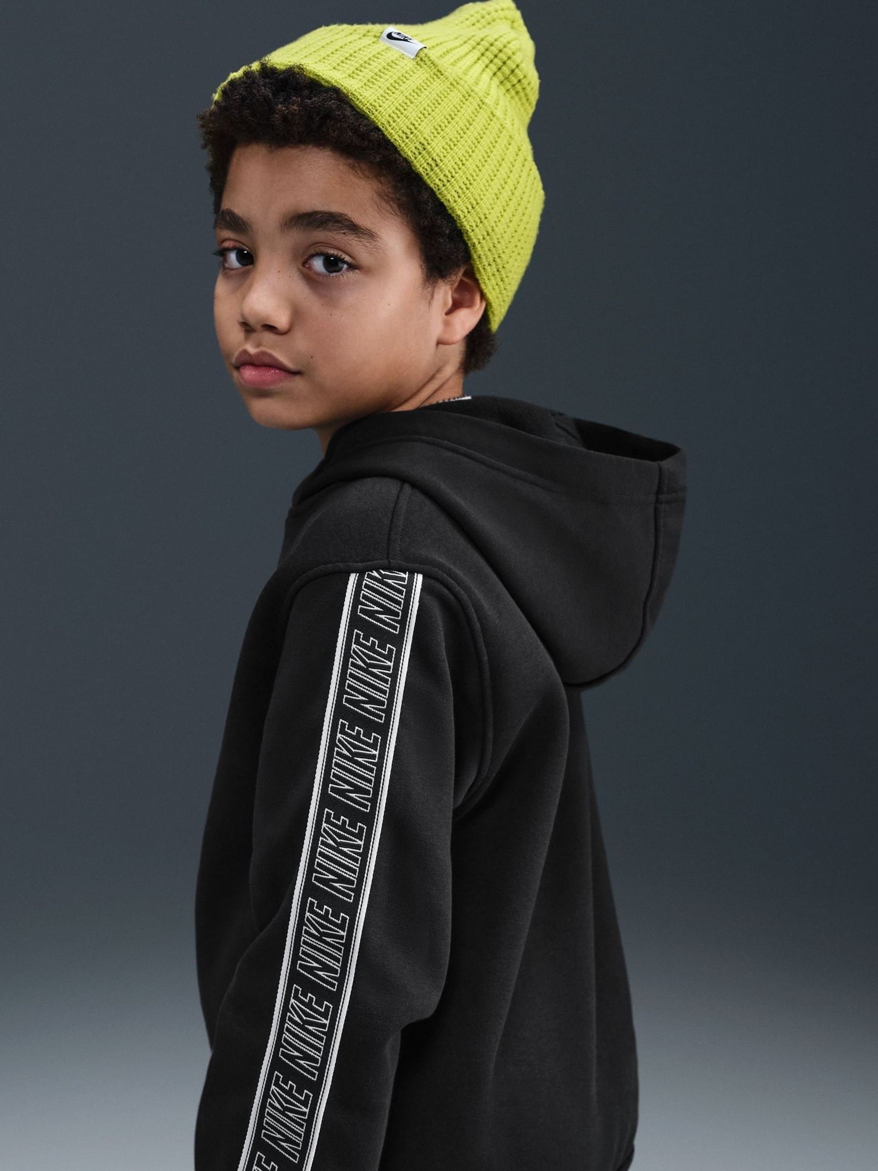 black nike taped hoodie