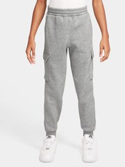 Nike Dark Grey Heather Club+ Poly Taped Cargo Joggers - Image 1 of 3