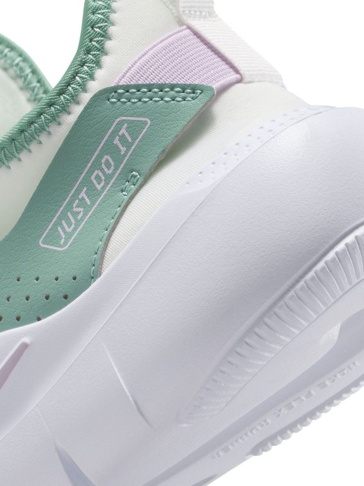 Nike White/Green Pink Youth Flex Runner 4 Trainers - Image 10 of 10