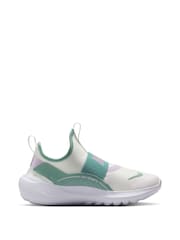 Nike White/Green Pink Youth Flex Runner 4 Trainers - Image 3 of 10