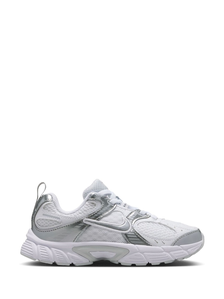 Nike White/Silver Junior V5 Runner Trainers - Image 1 of 9 Nike White/Silver Junior V5 Runner Trainers - Image 1 of 9
