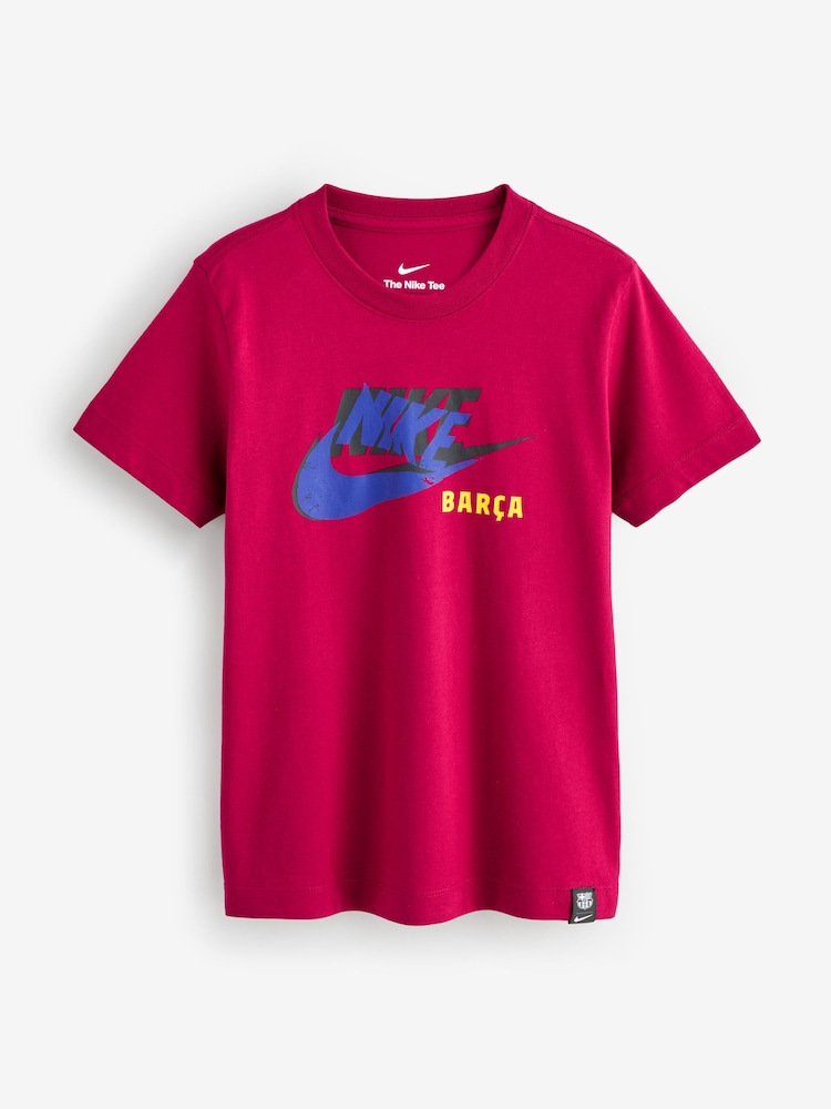 Nike Red FC Barcelona Future Graphic T-Shirt - Image 1 of 1 Nike Red FC Barcelona Future Graphic T-Shirt - Image 1 of 1