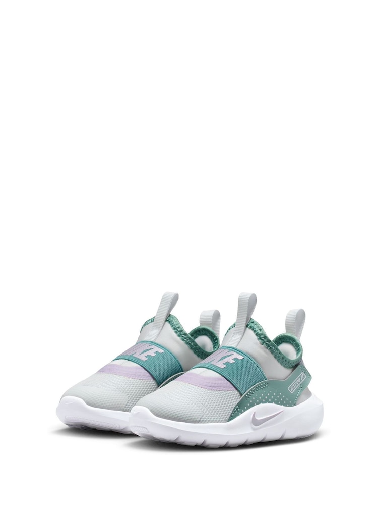 Nike White/Green Pink Infant Flex Runner 4 Trainers - Image 2 of 9