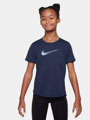 Nike Midnight Navy Pro Dri-FIT Veneer One Short Sleeve T-Shirt - Image 1 of 3