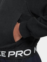 Negro - Nike Pro Dri-FIT Cropped Fleece Hoodie - Imagen 3 de 3