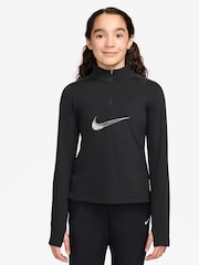 Nike Black Pro Dri-FIT Veneer Printed Swoosh Half Zip Sweat Top - Image 1 of 3
