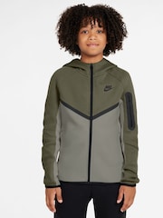 Nike Olive Green Tech Fleece Zip-Up Hoodie - Image 1 of 3