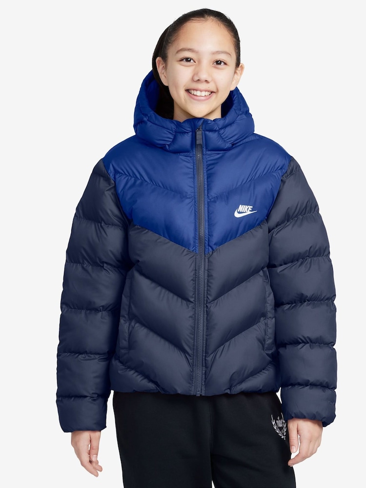 Nike Midnight Navy Colour Block Puffer Jacket - Image 1 of 3