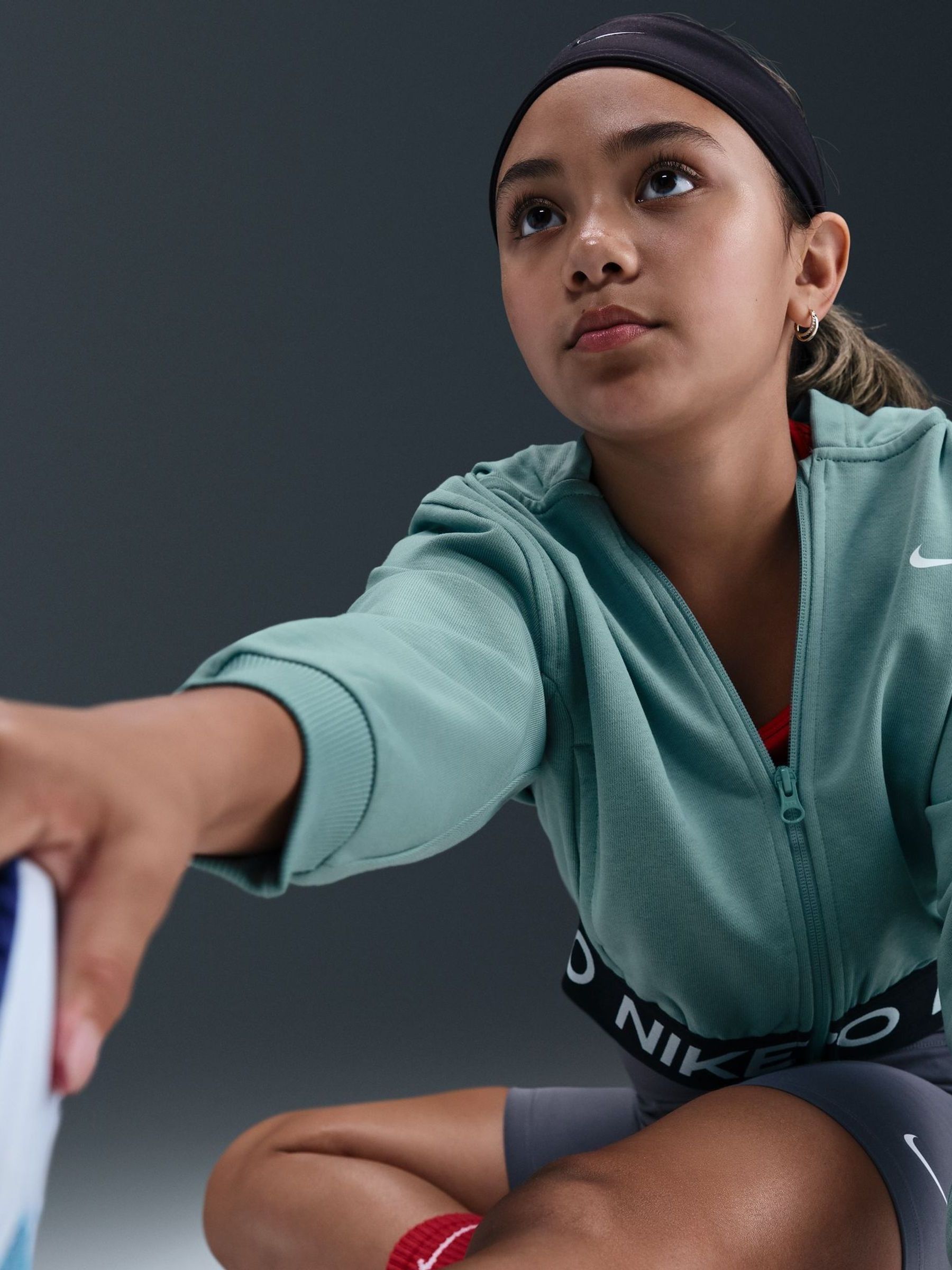 green nike crop hoodie