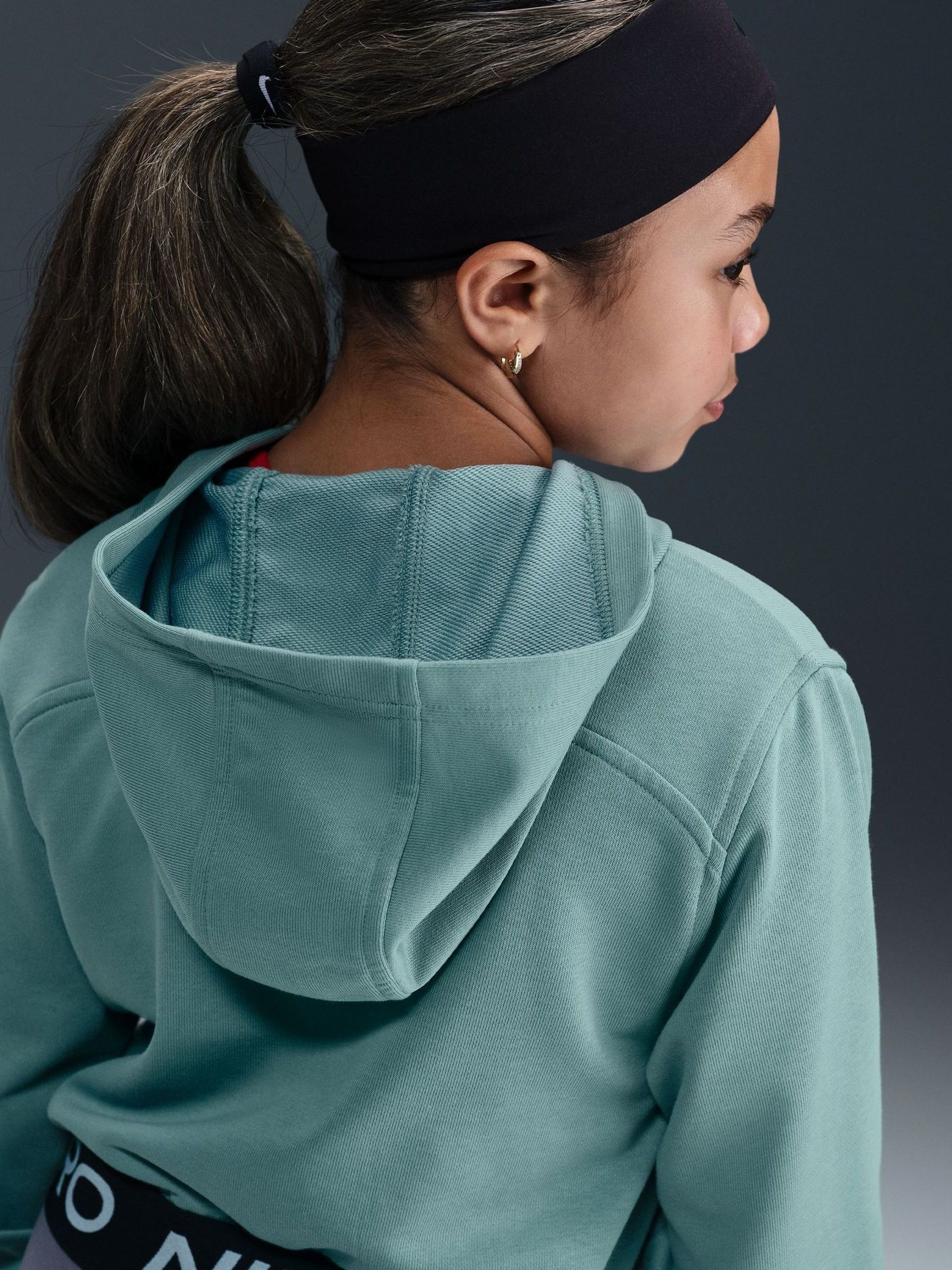 green nike crop hoodie