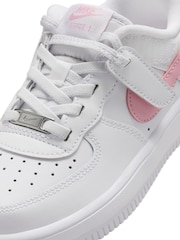 Nike White/Med Soft Pink Junior Air Force 1 Easy On Trainers - Image 8 of 10