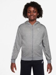 Nike Dark Grey Heather Club+ Poly Taped Zip Through Hoodie - Image 1 of 3