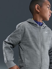 Nike Dark Grey Heather Club+ Poly Taped Zip Through Hoodie - Image 5 of 7