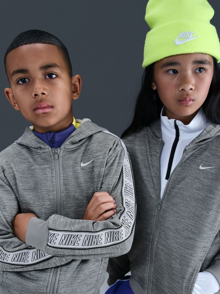 Nike Dark Grey Heather Club+ Poly Taped Zip Through Hoodie - Image 7 of 7