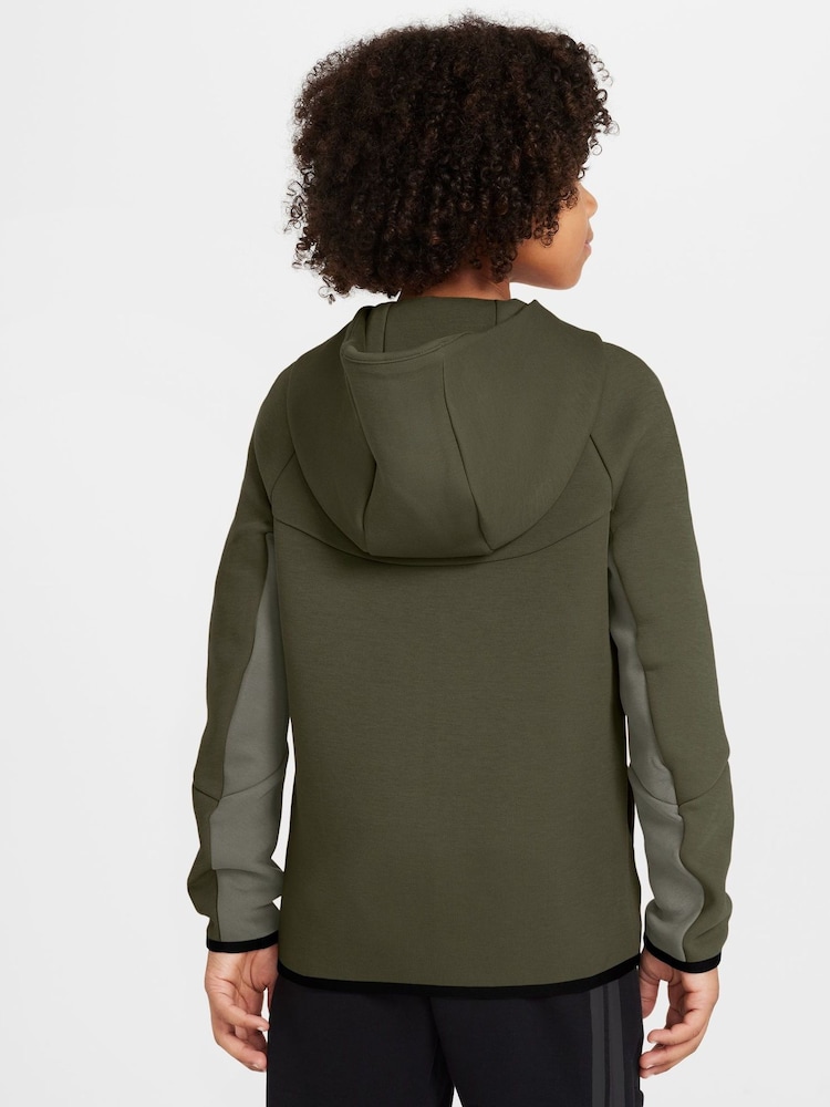 Nike Grey Stone Tech Fleece Zip-Up Hoodie - Image 2 of 3 Nike Grey Stone Tech Fleece Zip-Up Hoodie - Image 2 of 3