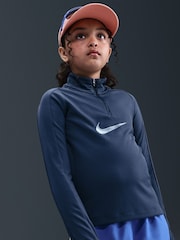 Nike Midnight Navy Pro Dri-FIT Veneer Printed Swoosh Half Zip Sweatshirt - Image 3 of 5