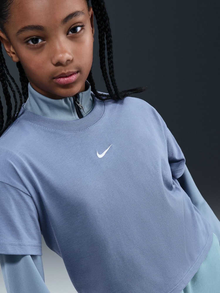 Nike World Indigo Blue Sportswear Boxy T-Shirt - Image 5 of 5 Nike World Indigo Blue Sportswear Boxy T-Shirt - Image 5 of 5