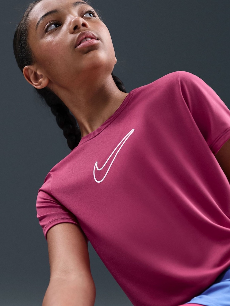 Nike Beet Pink Dri-FIT One Short Sleeve T-Shirt - Image 5 of 5 Nike Beet Pink Dri-FIT One Short Sleeve T-Shirt - Image 5 of 5