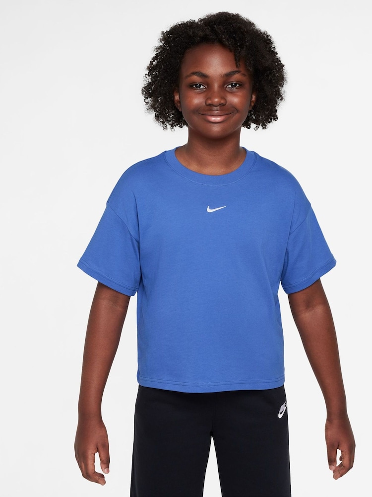 Nike Comet Blue Sportswear Boxy T-Shirt - Image 1 of 3 Nike Comet Blue Sportswear Boxy T-Shirt - Image 1 of 3