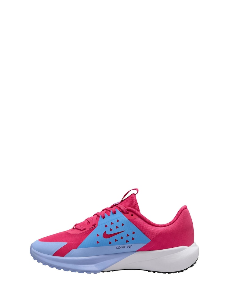 Nike Rush Pink/Blue Youth Sonic Fly Running Trainers - Image 2 of 4 Nike Rush Pink/Blue Youth Sonic Fly Running Trainers - Image 2 of 4
