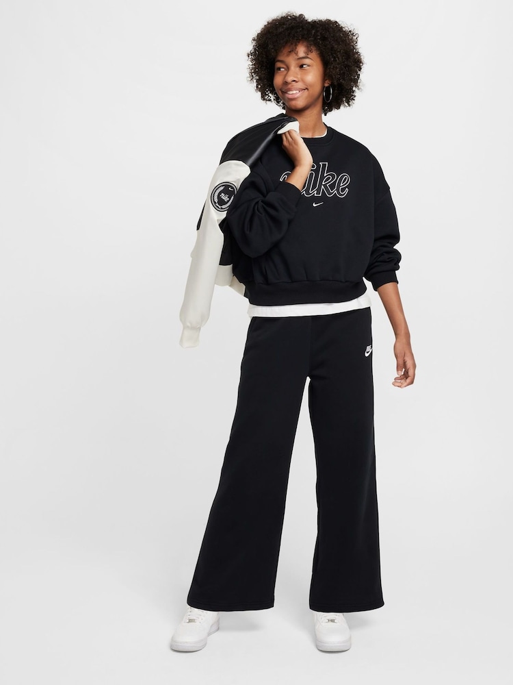 Nike Black Club Fleece Wide Leg Joggers - Image 6 of 6