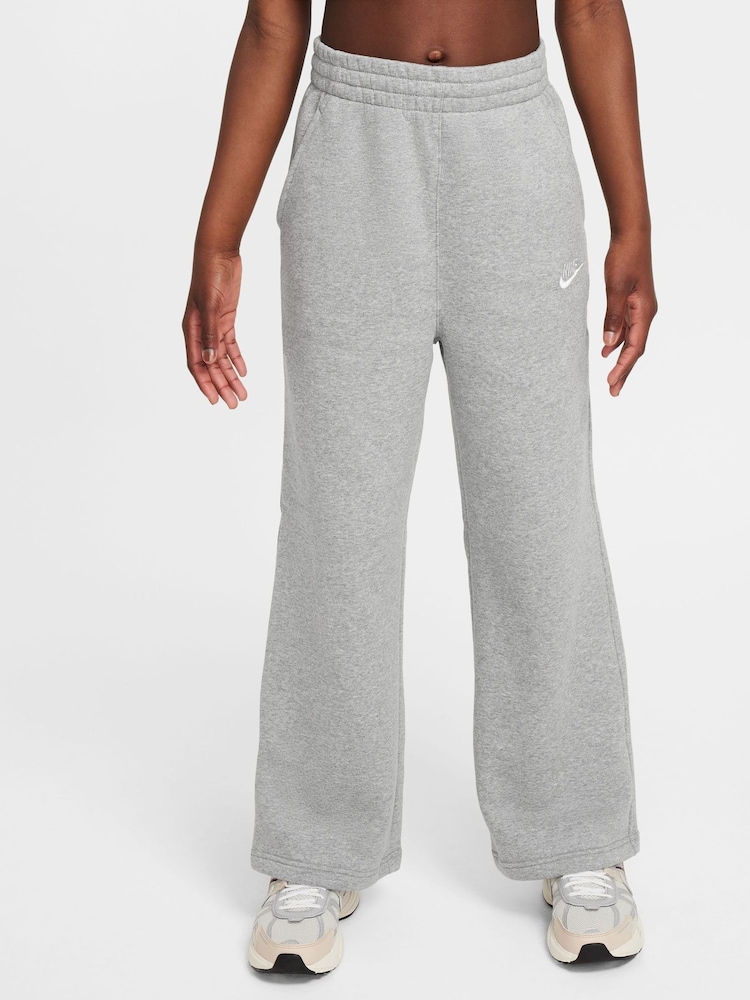 Nike Dark Grey Heather Club Fleece Wide Leg Joggers - Image 1 of 6 Nike Dark Grey Heather Club Fleece Wide Leg Joggers - Image 1 of 6
