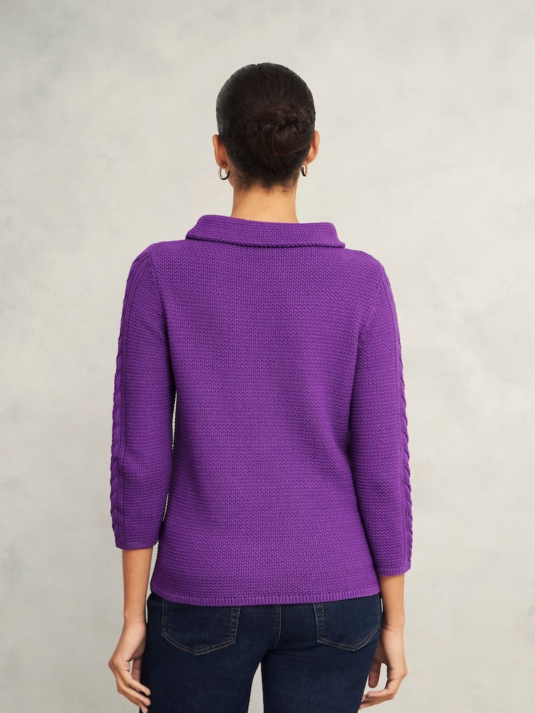 Hobbs Purple Camilla 100% Cotton Jumper - Image 2 of 4