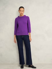 Hobbs Purple Camilla 100% Cotton Jumper - Image 3 of 4