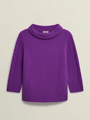 Hobbs Purple Camilla 100% Cotton Jumper - Image 4 of 4