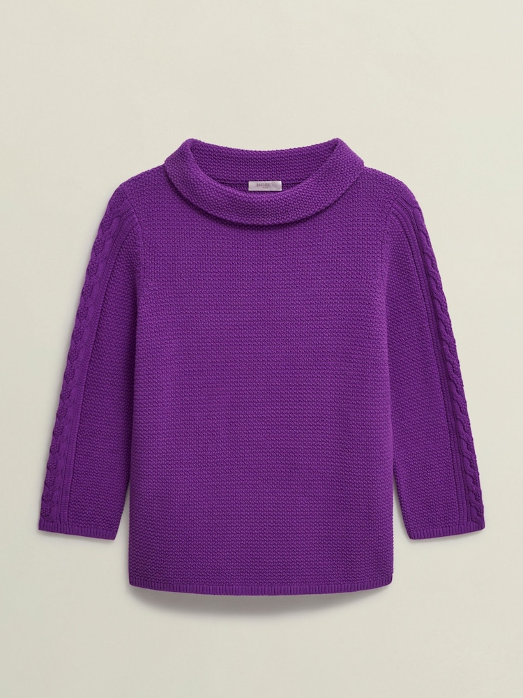 Hobbs Purple Camilla 100% Cotton Jumper - Image 4 of 4