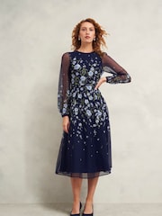 Hobbs Blue Lois Embroidered Dress - Image 1 of 4