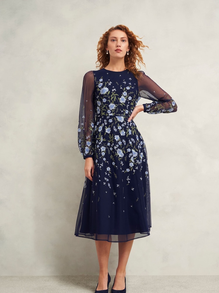 Hobbs Blue Lois Embroidered Dress - Image 1 of 4
