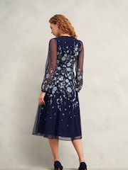 Hobbs Blue Lois Embroidered Dress - Image 2 of 4
