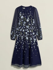 Hobbs Blue Lois Embroidered Dress - Image 4 of 4