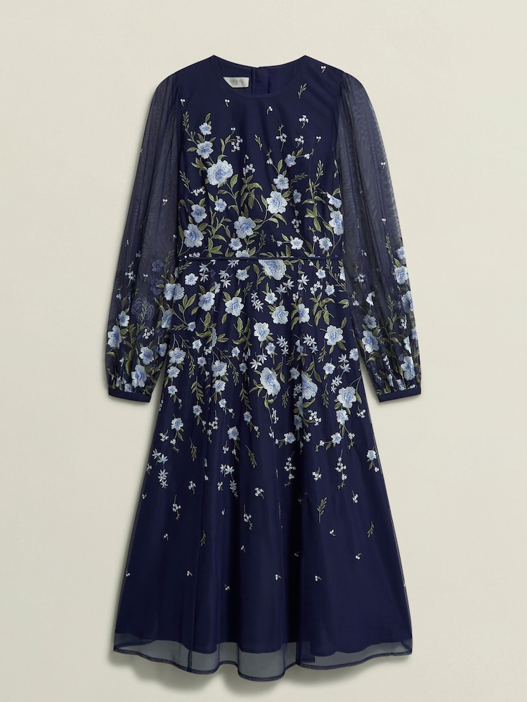 Hobbs Blue Lois Embroidered Dress - Image 4 of 4