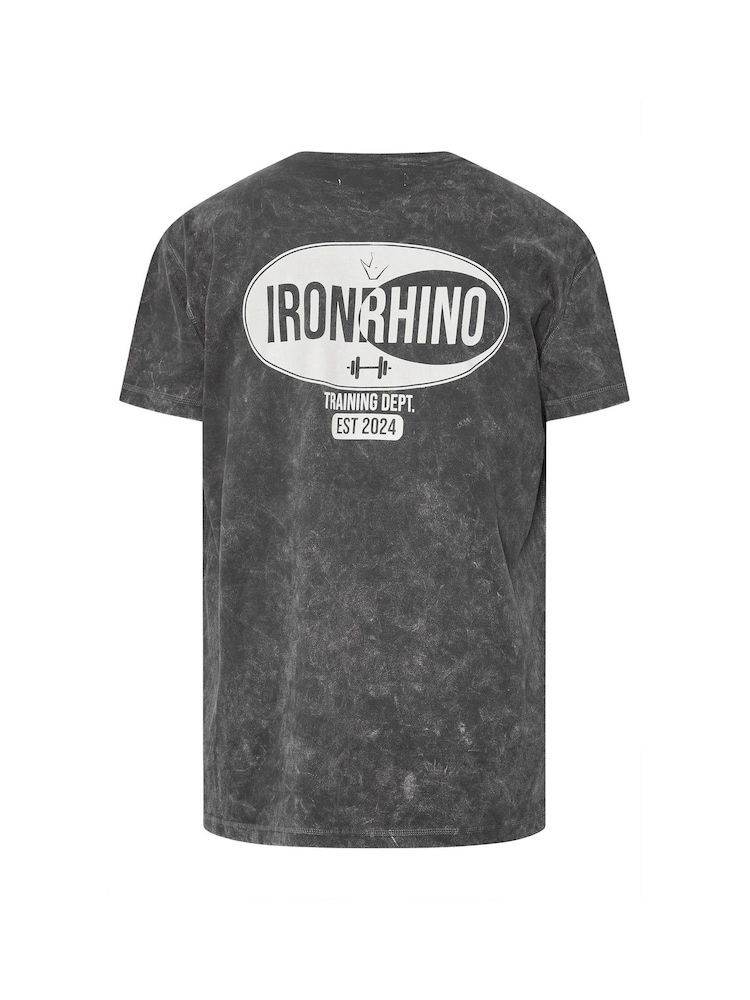 BadRhino Big & Tall – IronRhino Training Dept – Kurzarm-T-Shirt mit Waschung aus 100 % Baumwolle - Bild 5 von 5
